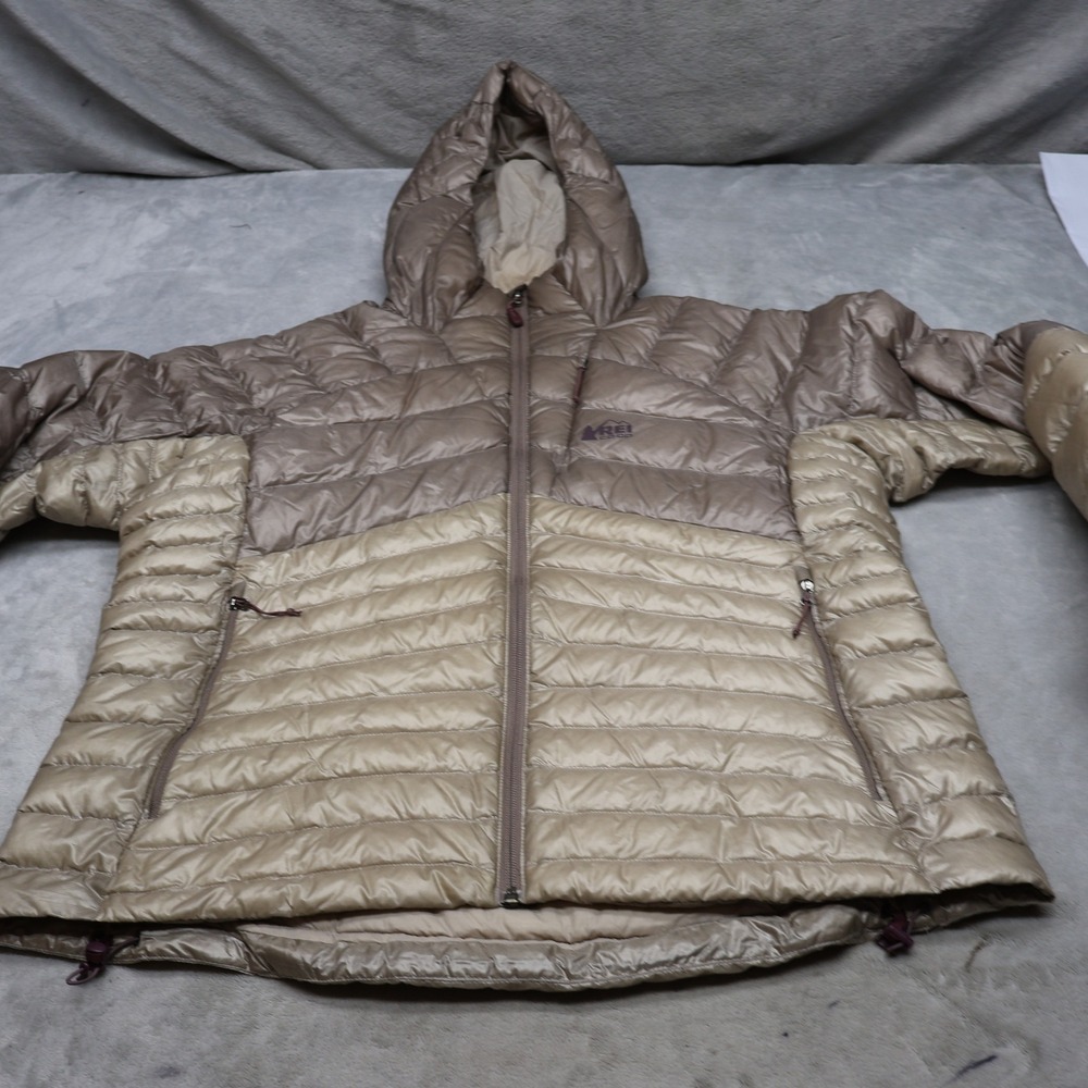 REI Down Jacket Womens XL Brown Magma 850 Fill Pertex Insulated Quilted Puffer